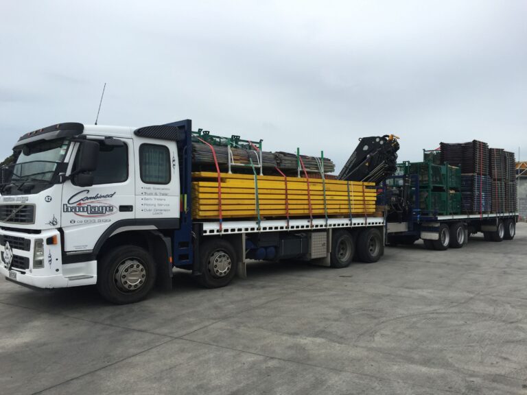 hiab hire truck moving building materials